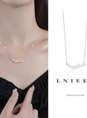 新款高货999纯银银杏叶项链女轻奢小众设计锁骨链2024新款爆款素