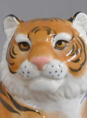 办公室创意风生水起虎桌面摆件手工中式陶瓷石湾公仔高档开业礼品