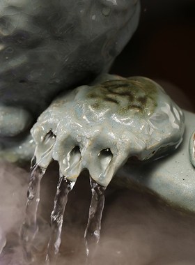 中式小型循环流水摆件加湿客厅家居电视柜玄关办公室装饰招财礼物
