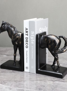欧式轻奢创意马形书档摆件样板间客厅电视柜酒柜书房家居软装饰品
