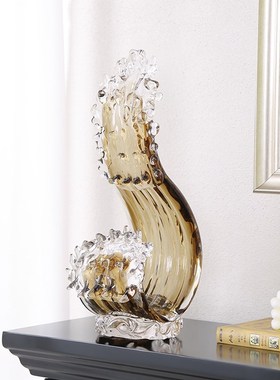 现代轻奢招财琉璃风生水起工艺摆件客厅玄关酒店大堂书房装饰摆设