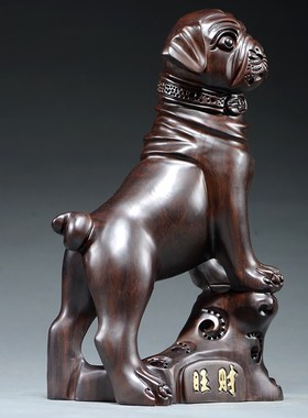 黑檀木雕狗摆件大号木雕狗十二生肖红木工艺品实木质雕刻礼品