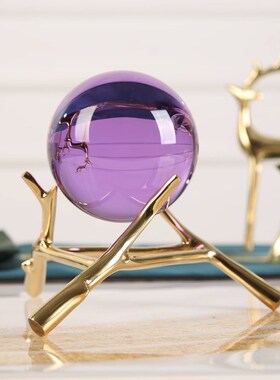 纯铜黄白水晶球摆件轻奢高档现在客厅玄关酒柜电视柜办公桌装饰