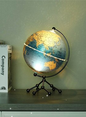 创意发光地球仪轻奢摆件客厅小夜灯书房办公室酒柜装饰品学生礼物