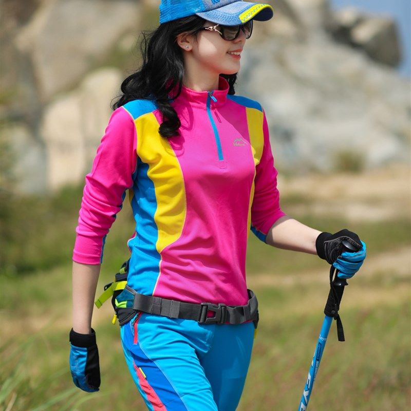 户外速干衣女长袖T恤上衣拼色修身显瘦防晒吸汗透气运动登山徒步,淘宝优惠券,粉丝福利购,淘宝优惠卷