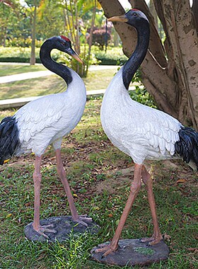 喷泉流水假山装饰品丹顶鹤仙鹤白鹭摆件动物鸟类模型花园庭院工艺
