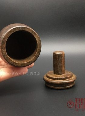 仿老花梨木葫芦扳指盒仿古木盒收纳盒木雕摆件圆形小盒子仿老物件