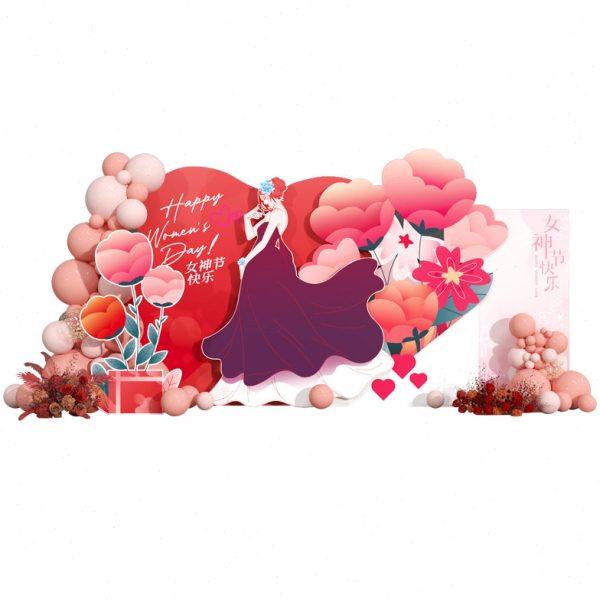 38女神节氛围场景布置三八妇女节店铺活动气球装饰美陈背景墙kt板,淘宝优惠券,粉丝福利购,淘宝优惠卷