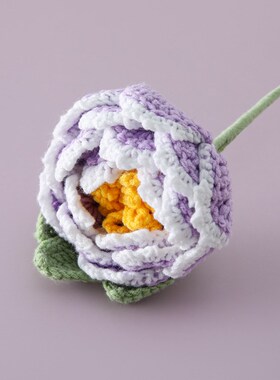 寓意幸福团圆手工雪菲线钩织大团圆牡丹花枝花店花束包装家居摆设