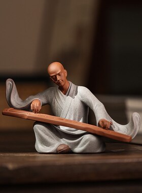 创意紫砂小和尚摆件中式陶瓷禅意人物家居客厅玄关桌面装饰工艺品