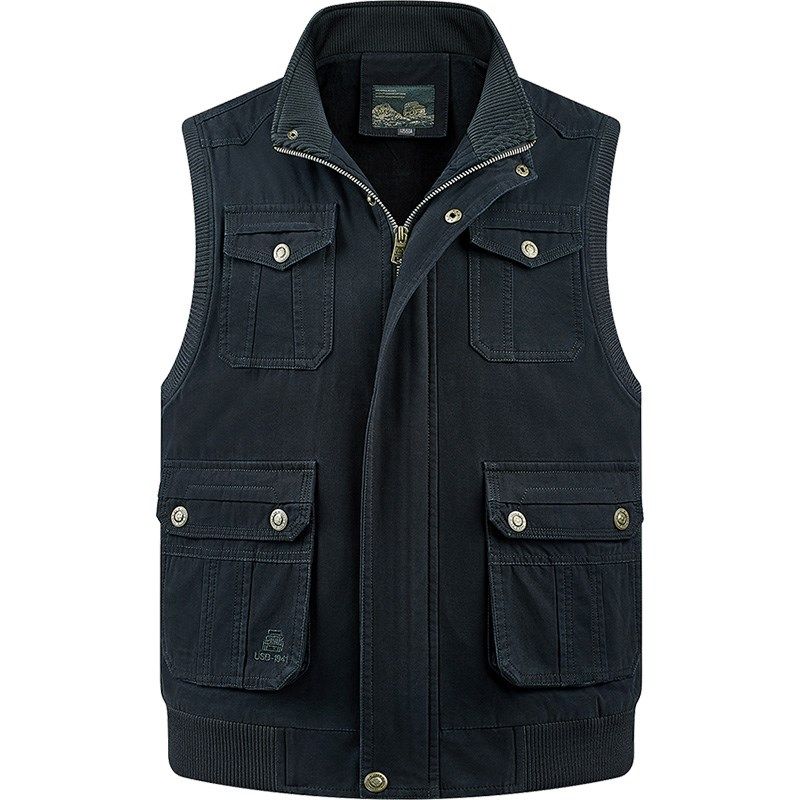 男士纯棉马甲中老年男装多口袋马夹爸爸上装坎肩户外钓鱼摄影背心,淘宝优惠券,粉丝福利购,淘宝优惠卷