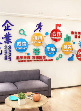 企业文化墙创意设计公司励志标语定做亚克力墙贴画办公室墙面装饰
