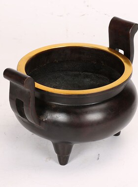直供工制作 铜工艺品 做旧仿古三足香炉烧香炉铜香炉宗教庙宇用品