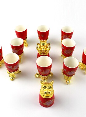 十二生肖园明圆兽首白酒杯生产加工 白酒酒具套装摆件送礼精品厂