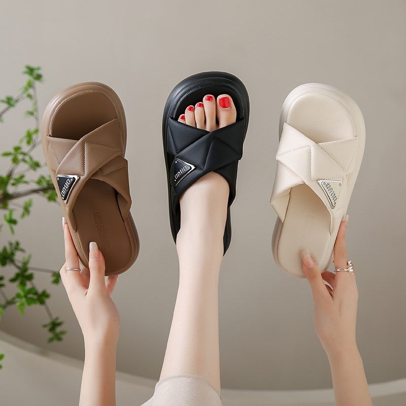 厚底松糕凉拖鞋女夏外穿2024新款小个子百搭增高配裙子休闲沙滩鞋,淘宝优惠券,粉丝福利购,淘宝优惠卷