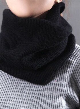 秋冬新款黄色韩版围脖男套头加厚针织户外保暖护颈羊绒脖套女假