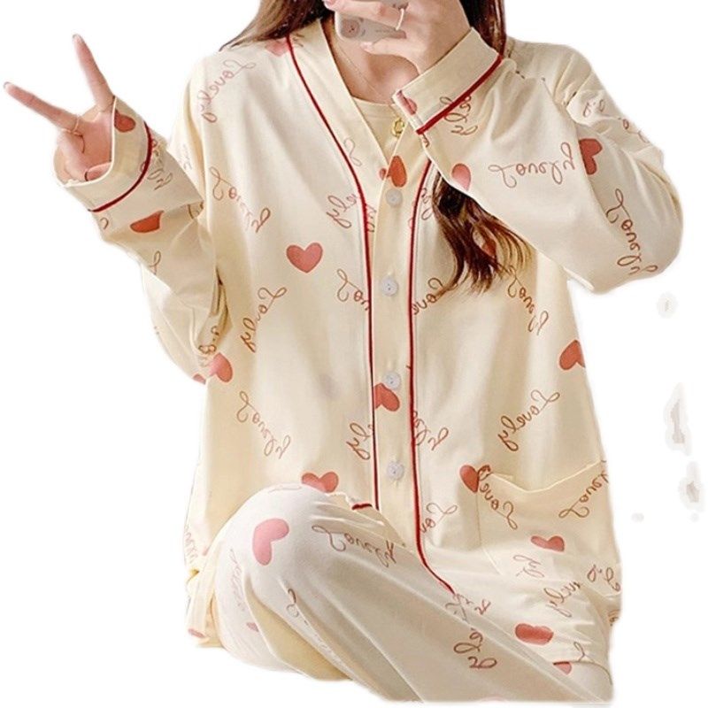 月子服纯棉孕妇睡衣夏季薄款产后喂奶怀孕期产妇哺乳宽松三件套装,淘宝优惠券,粉丝福利购,淘宝优惠卷