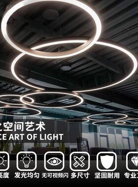 圆形吊灯LED圆环吸顶灯创意现代办公室工业风圆圈办公环形吊灯