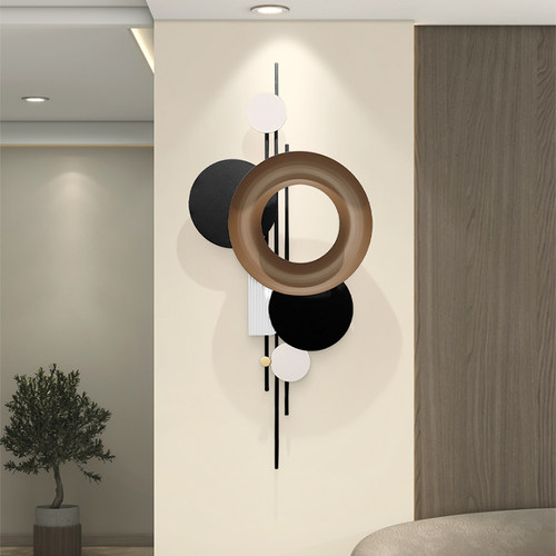 客厅电视背景墙壁挂饰轻奢木格栅墙面装饰挂饰饭厅玄关铁艺壁饰 - 图0