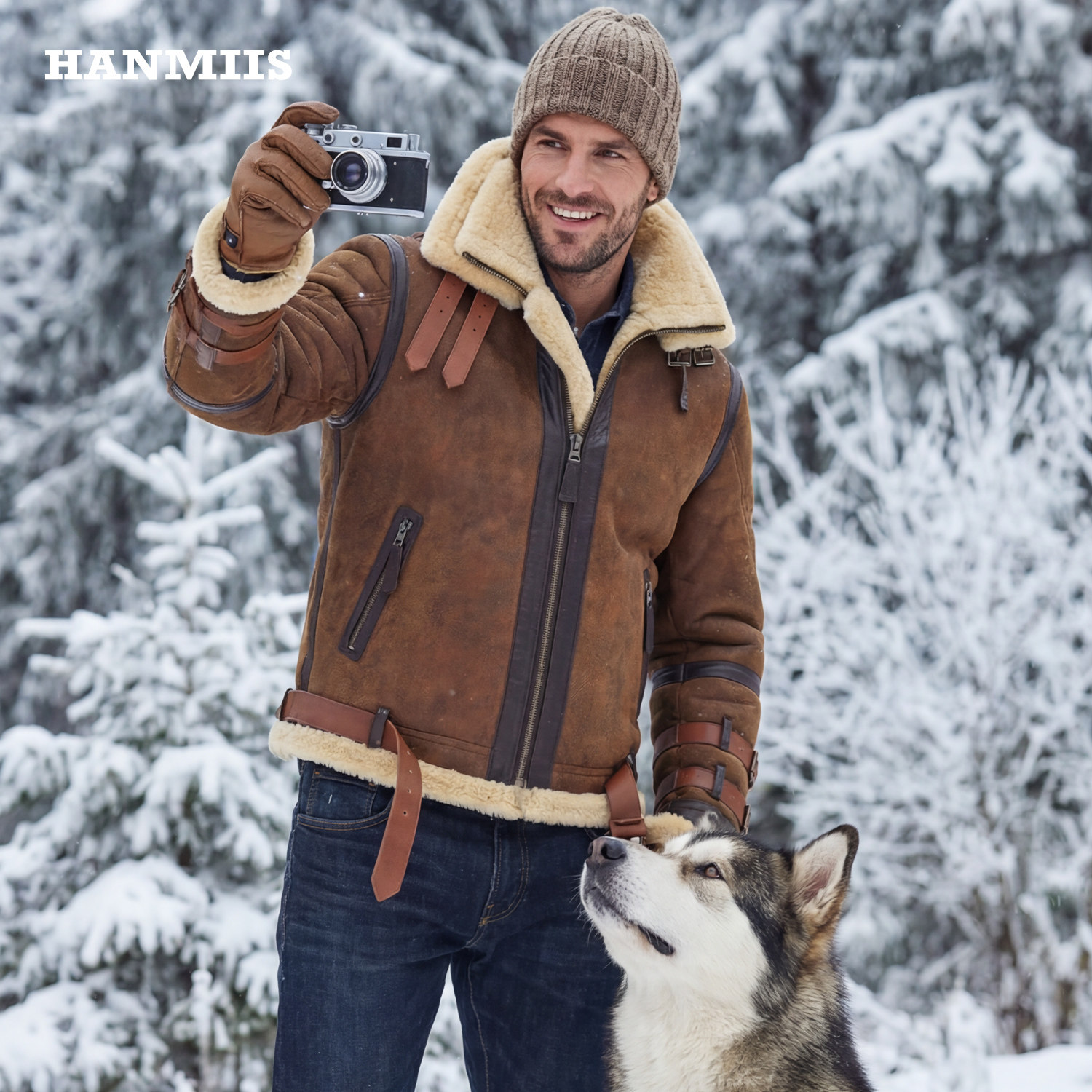 汉名仕霸气飞行服B3羊皮毛一体男加厚御寒外套皮夹克机车真皮皮衣,淘宝优惠券,粉丝福利购,淘宝优惠卷