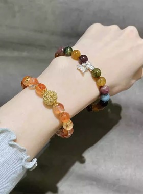 胶花水晶串珠手链女生好运手串小众设计简约轻奢闺蜜手饰礼