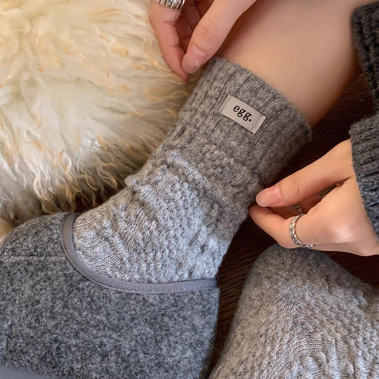 羊毛加厚保暖中筒麻花egg袜子布标冬季ins秋冬百搭长袜堆堆袜女,淘宝优惠券,粉丝福利购,淘宝优惠卷