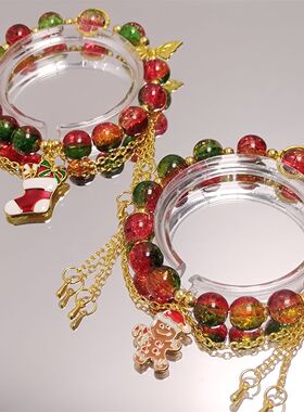 圣诞限定圣诞节串珠手链ins流苏高级氛围感手串彩色百搭闺蜜手饰