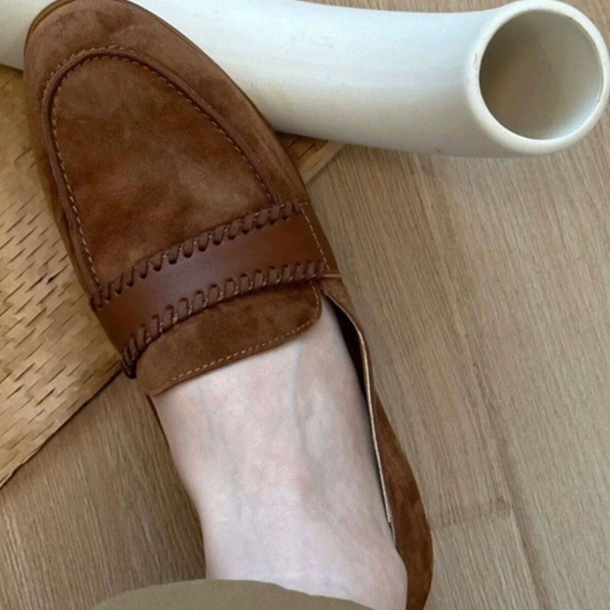 小众一脚蹬懒人平底乐福鞋女真皮舒适软底休闲新款小皮鞋单鞋女,淘宝优惠券,粉丝福利购,淘宝优惠卷