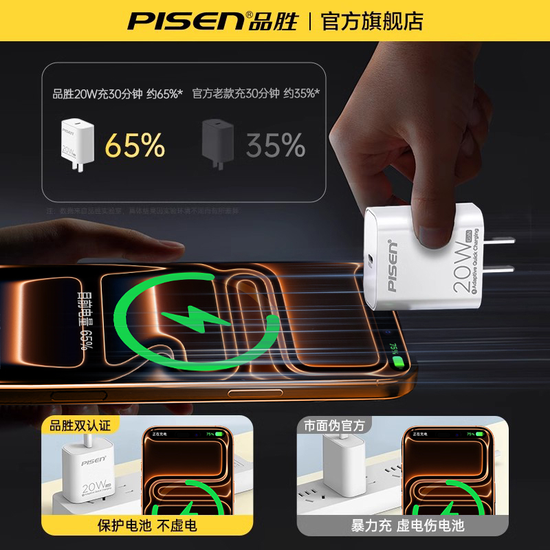 品胜45W充电头适用苹果17充电器iPhone16promax充电器线40W氮化镓usbc手机30w插头Typec快充头15套装正品ipad - 图2