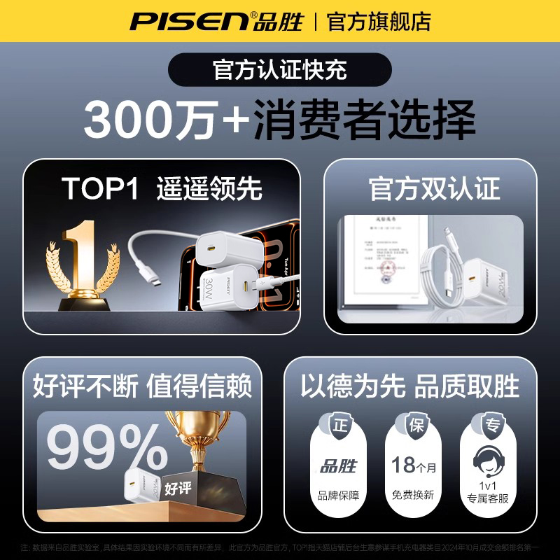 品胜45W充电头适用苹果17充电器iPhone16promax充电器线40W氮化镓usbc手机30w插头Typec快充头15套装正品ipad - 图0