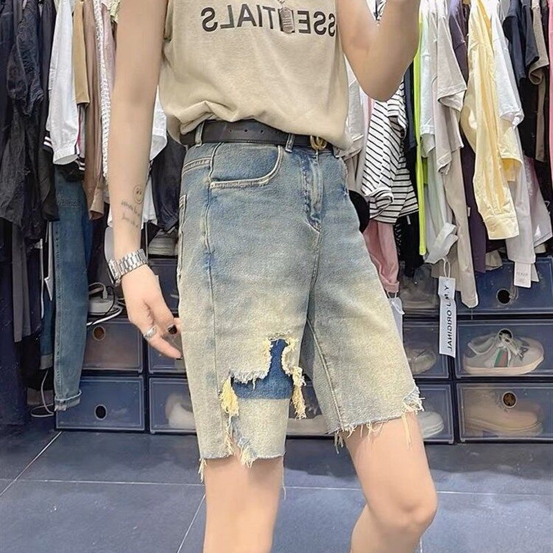 梨型身材裤子大尺码高腰破洞牛仔短裤女夏胖妹妹mm宽松显瘦五分五,淘宝优惠券,粉丝福利购,淘宝优惠卷