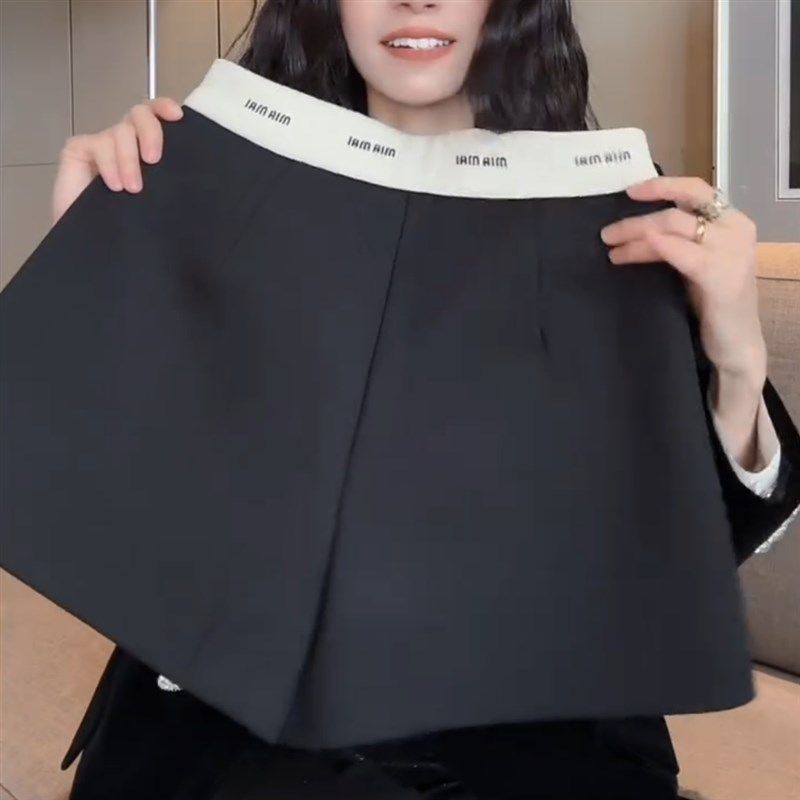 2024秋冬时尚设计感拼接休闲短裤厚款梨形高腰显瘦宽松阔腿短裤子,淘宝优惠券,粉丝福利购,淘宝优惠卷