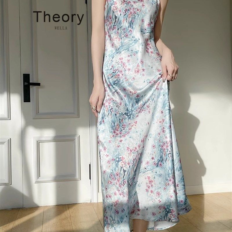 高端定制  新款夏新款印花吊带连衣裙女圆领过膝气质长裙显瘦高腰,淘宝优惠券,粉丝福利购,淘宝优惠卷