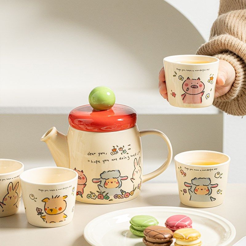 卡通可爱陶瓷茶具套装家用泡茶杯壶小众下午茶养生花茶壶送礼物,淘宝优惠券,粉丝福利购,淘宝优惠卷