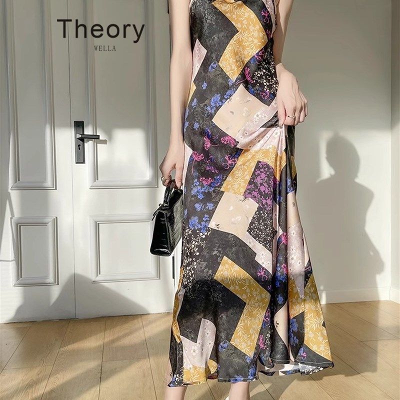 高端定制  新款夏新款印花吊带连衣裙女圆领过膝气质长裙显瘦高腰,淘宝优惠券,粉丝福利购,淘宝优惠卷