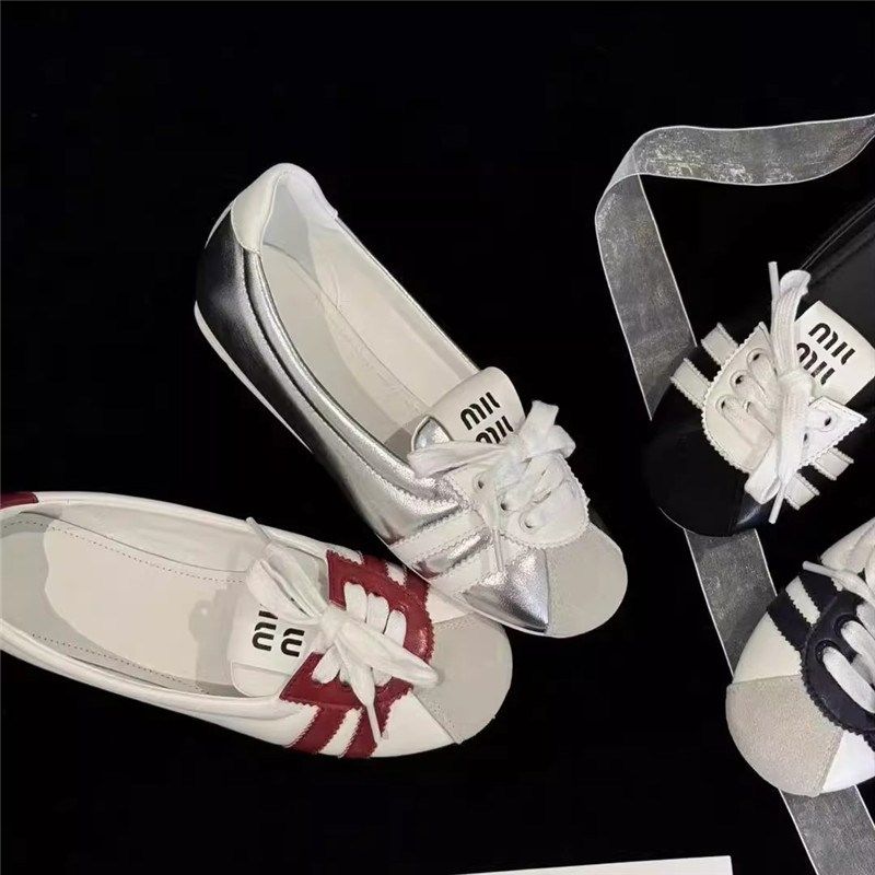 法式芭蕾运动鞋女平底2024夏季新款系带透气一脚蹬小白鞋时尚单鞋,淘宝优惠券,粉丝福利购,淘宝优惠卷