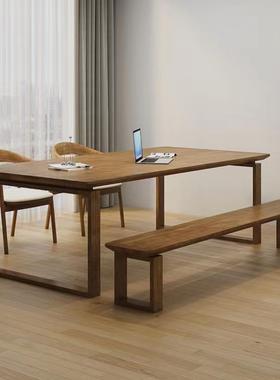 简约现代实木书桌茶桌两用一体桌家用大板餐桌莫比恩办公会议桌
