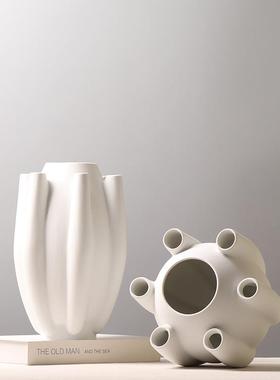现代简约创意多口径陶瓷花瓶售楼部样板房插干花装饰品客厅摆件欧