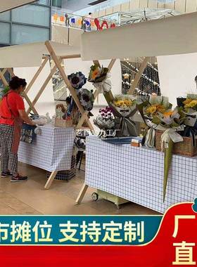集市摊位木质活动棚架夜市摆摊小推车布艺户外折叠货架小吃展示架