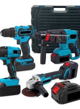 锂电工具三件套四件套组合角磨机电钻电锤电动扳手