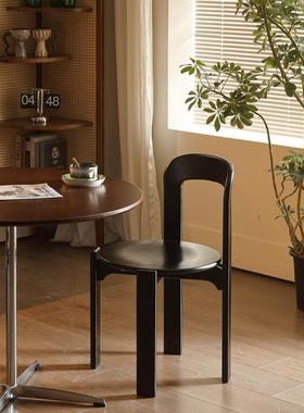 中复古可折叠放实木餐桌椅家用靠背椅子设计师法式极简小户型凳子