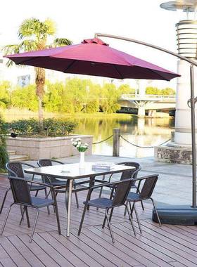 户外桌椅带伞组合庭院露天花园桌椅三件套家用室外休闲阳台小桌椅