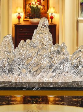 新中式摆件假山透明树脂酒店样板房间客厅软装桌面艺术品茶馆小型