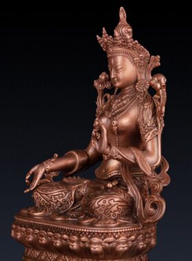 紫铜绿度母佛像家居摆件佛像工艺品中式办公室饰品铜礼品佛像摆件