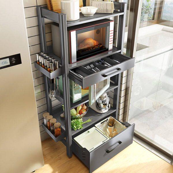 厨房微波炉置物架落地多层太空铝橱柜放锅具家用收纳用品烤箱架子,淘宝优惠券,粉丝福利购,淘宝优惠卷