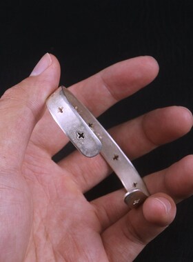 伊瓦岚 M.A+经典复古手工十字架镂空纯银手镯女男开口十字手环潮