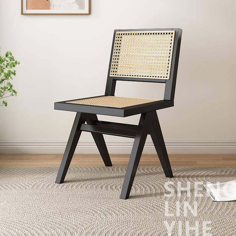 北欧实木餐椅昌迪加尔椅藤编椅子民宿家用椅子靠背椅设计师休闲椅,淘宝优惠券,粉丝福利购,淘宝优惠卷