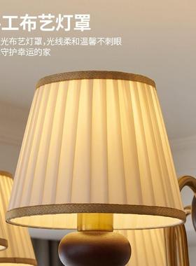 新款美式复古客厅灯吊灯法式中古风主书房南洋风卧室餐厅布艺灯罩