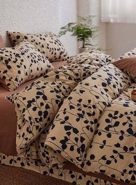 高档复古A类长绒棉加厚全棉印花磨毛四件套保暖活性床单被套床笠4