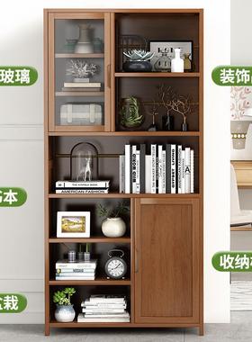 书架置物架落地简约现代北欧全实木质简易经济型儿童多层整墙书柜